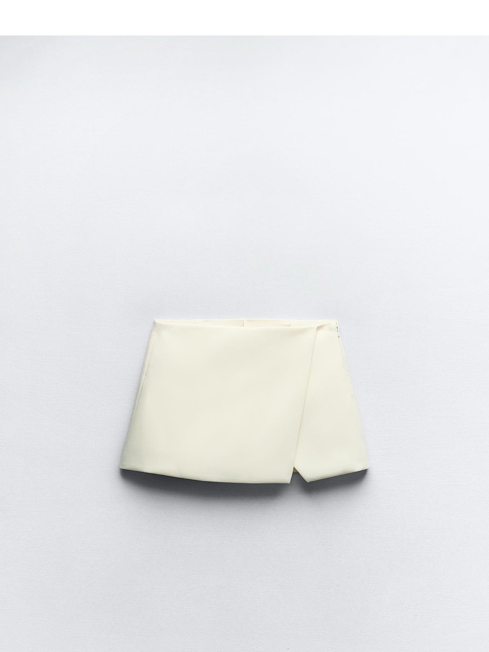 Zara Cream Mini Skort with Asymmetrical Overlay - Medium